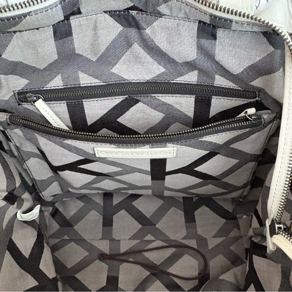Christopher Kon Woven Leather White Tote Bag - Picture 9 of 15